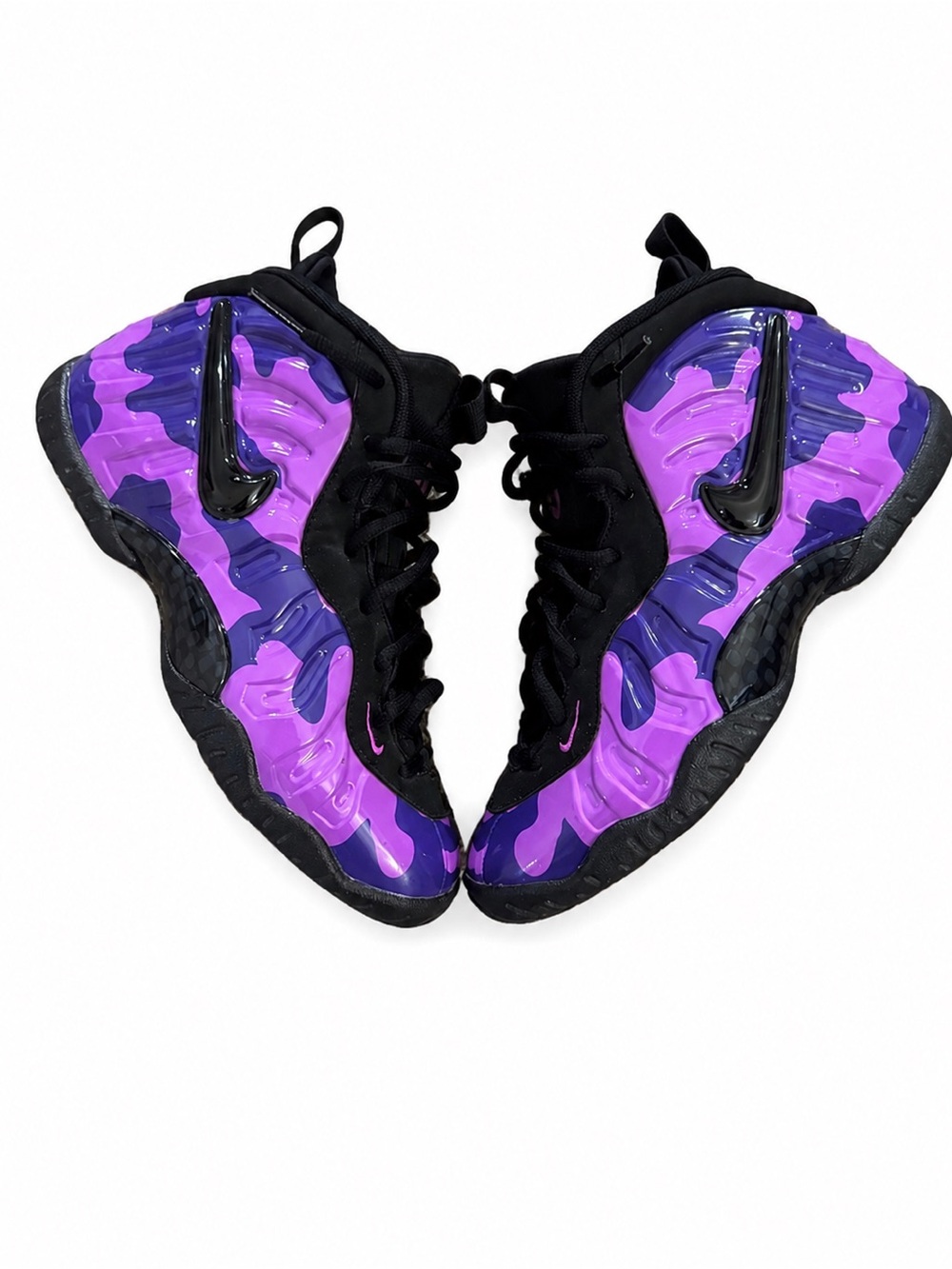 Nike Purple & Black Camo Foamposite Sneakers